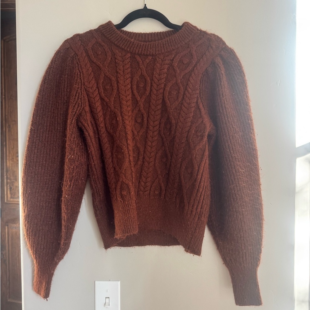 ANA Chocolate Brown Cable Knit Sweater Cottagecore Scandi M Travel Clean Girl